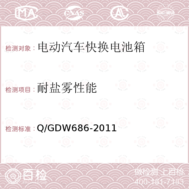 耐盐雾性能 Q/GDW 686-2011  Q/GDW686-2011