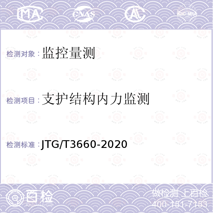 支护结构内力监测 JTG/T 3660-2020 公路隧道施工技术规范