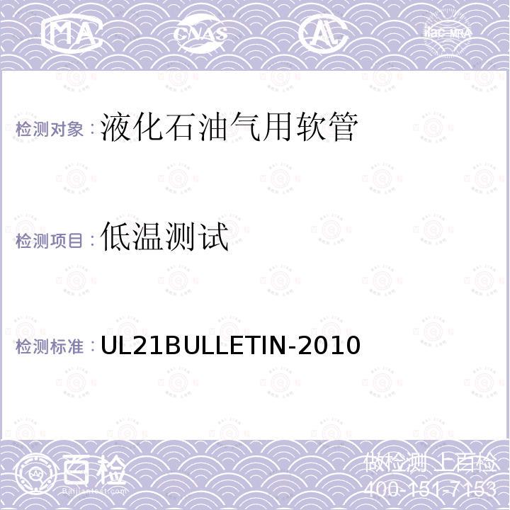 低温测试 UL 21  UL21BULLETIN-2010
