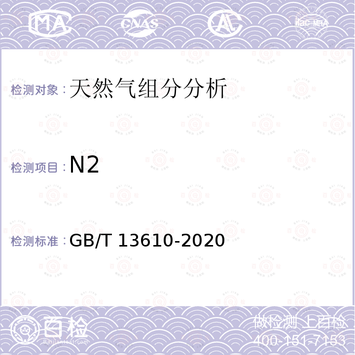 N2 GB/T 13610-2020 天然气的组成分析 气相色谱法