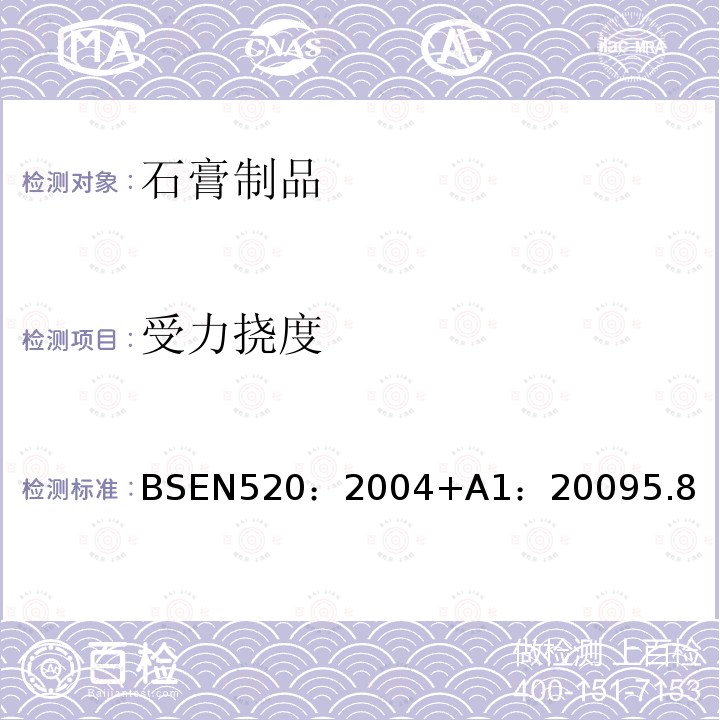 受力挠度 受力挠度 BSEN520：2004+A1：20095.8