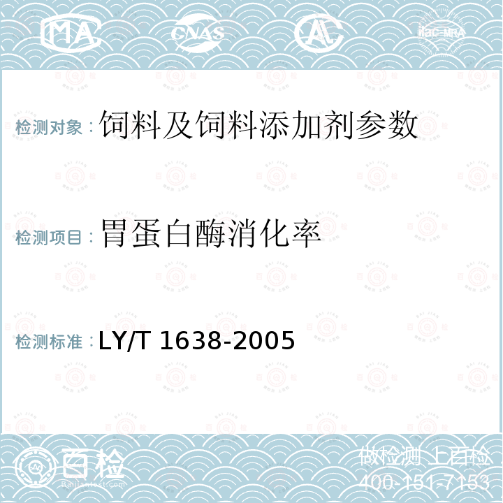 胃蛋白酶消化率 LY/T 1638-2005 针叶饲料粉
