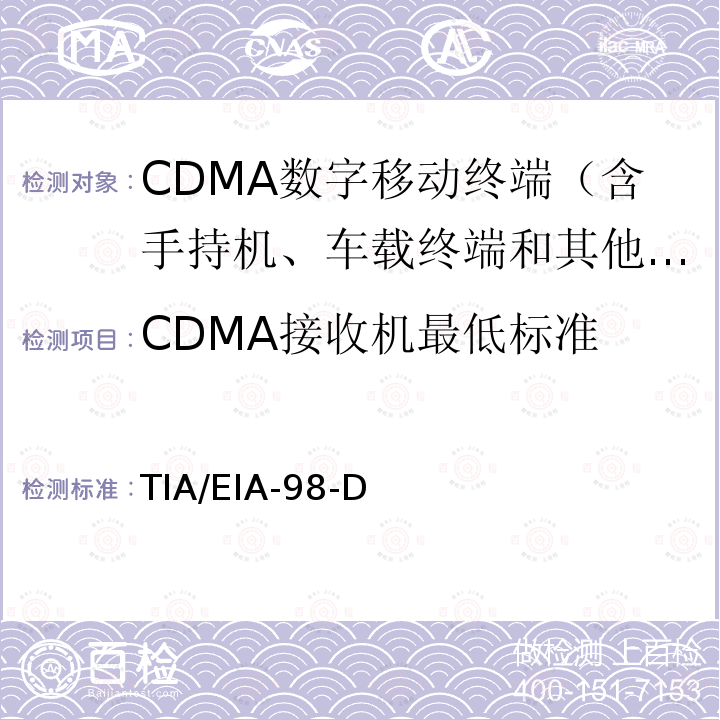 CDMA接收机最低标准 CDMA接收机最低标准 TIA/EIA-98-D