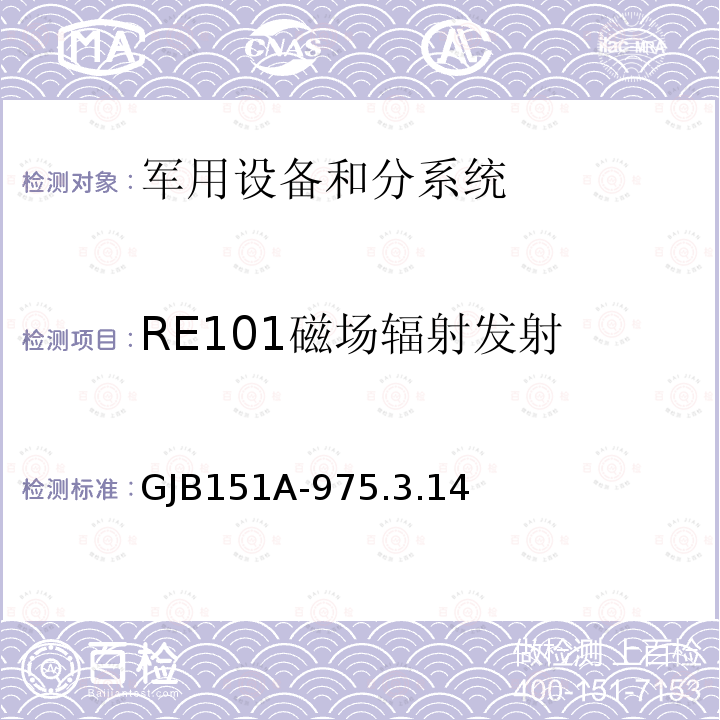RE101磁场辐射发射 GJB 151A-975  GJB151A-975.3.14