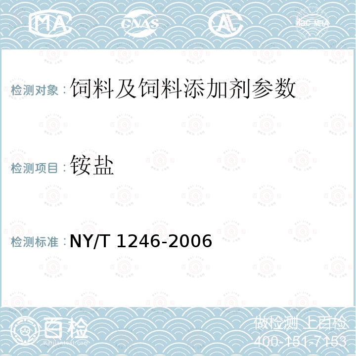 铵盐 NY/T 1246-2006 饲料添加剂 维生素D3(胆钙化醇)油