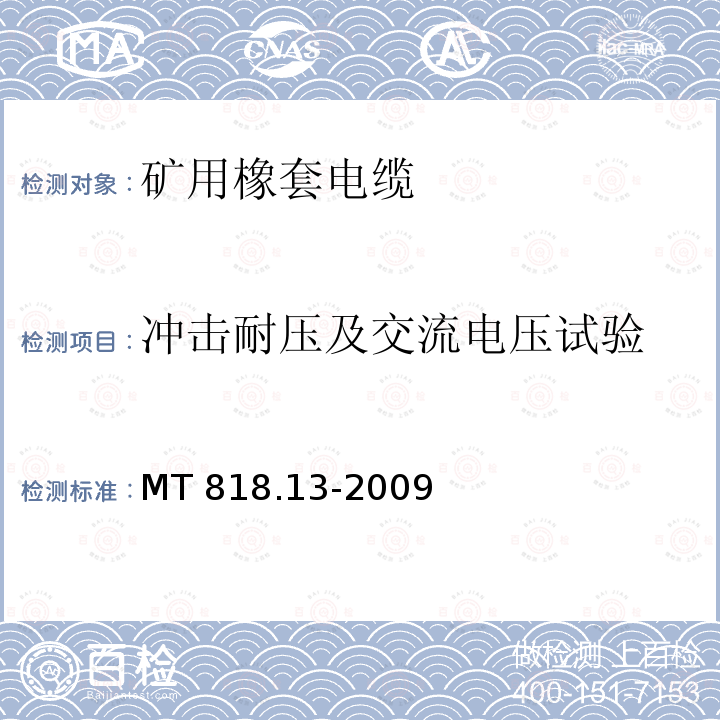 冲击耐压及交流电压试验 冲击耐压及交流电压试验 MT 818.13-2009