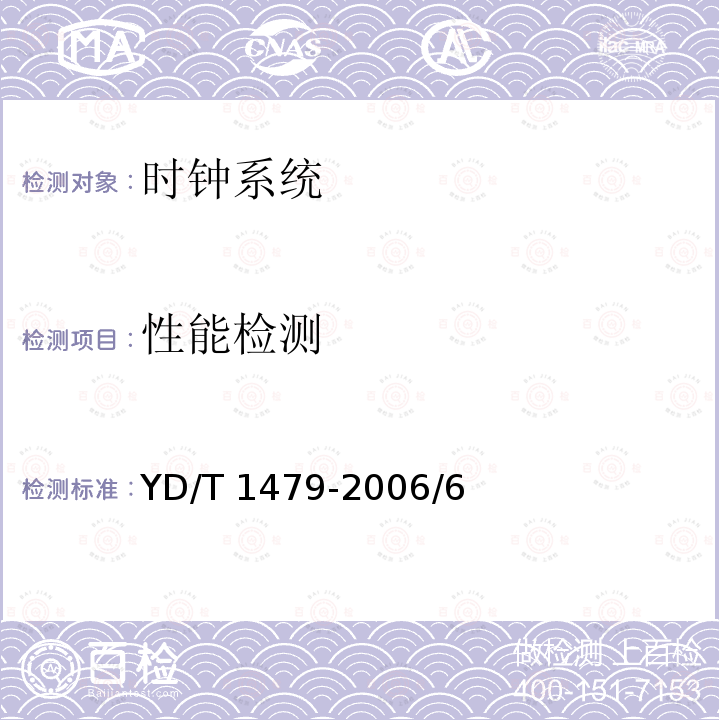 性能检测 性能检测 YD/T 1479-2006/6