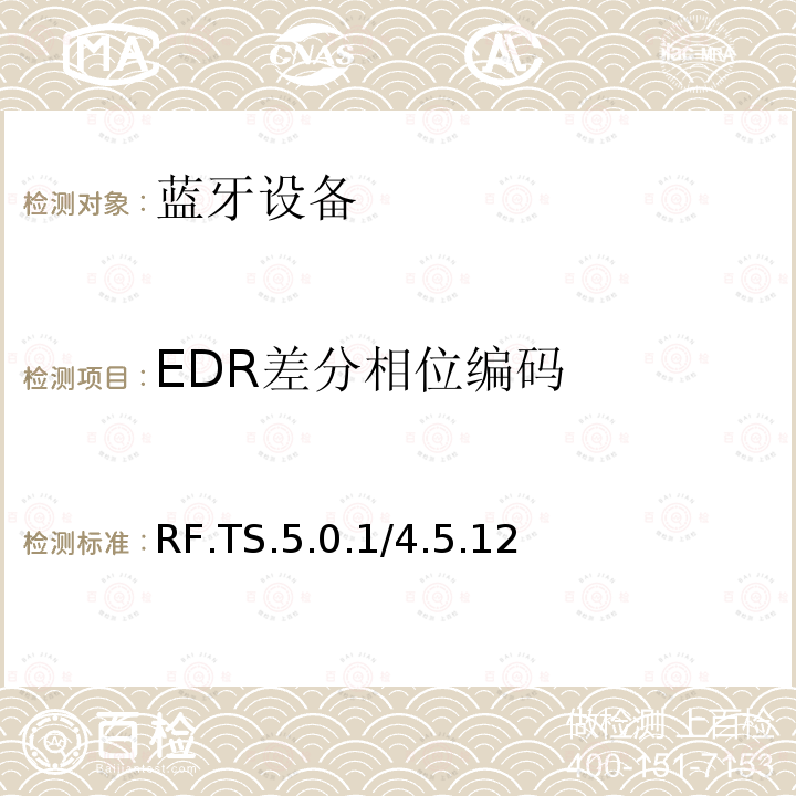 EDR差分相位编码 RF.TS.5.0.1/4.5.12  