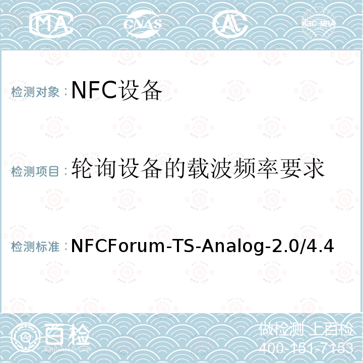 轮询设备的载波频率要求 NFCForum-TS-Analog-2.0/4.4  