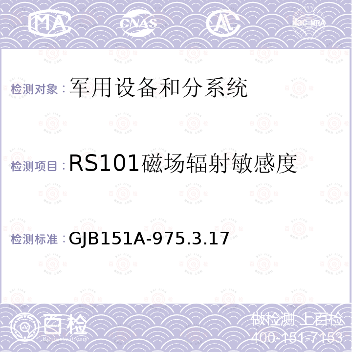 RS101磁场辐射敏感度 GJB 151A-975  GJB151A-975.3.17