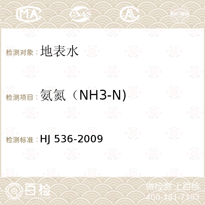 氨氮（NH3-N) HJ 536-2009 水质 氨氮的测定 水杨酸分光光度法