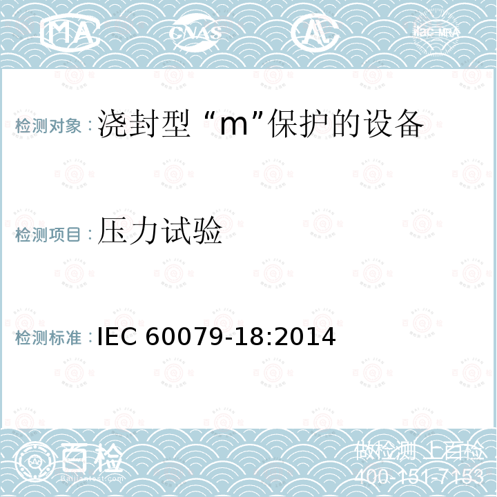 压力试验 压力试验 IEC 60079-18:2014