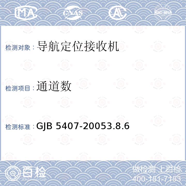 通道数 GJB 5407-20053  .8.6