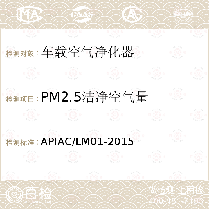 PM2.5洁净空气量 PM2.5洁净空气量 APIAC/LM01-2015