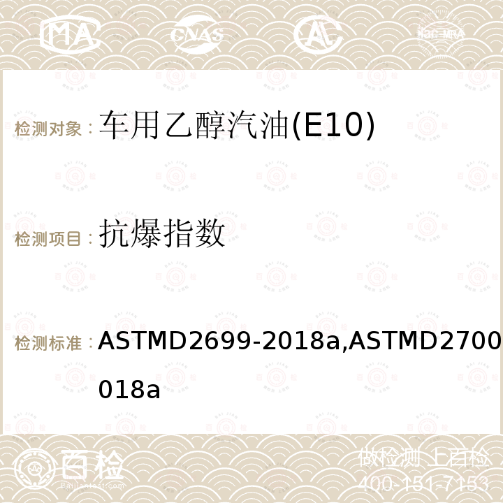 抗爆指数 ASTMD 2699-20  ASTMD2699-2018a,ASTMD2700-2018a