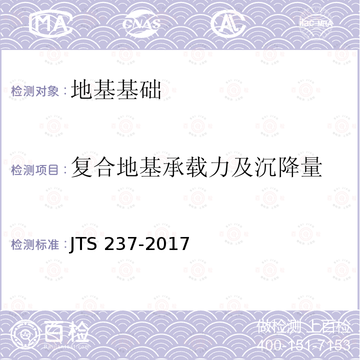 复合地基承载力及沉降量 JTS 237-2017 水运工程地基基础试验检测技术规程(附条文说明)