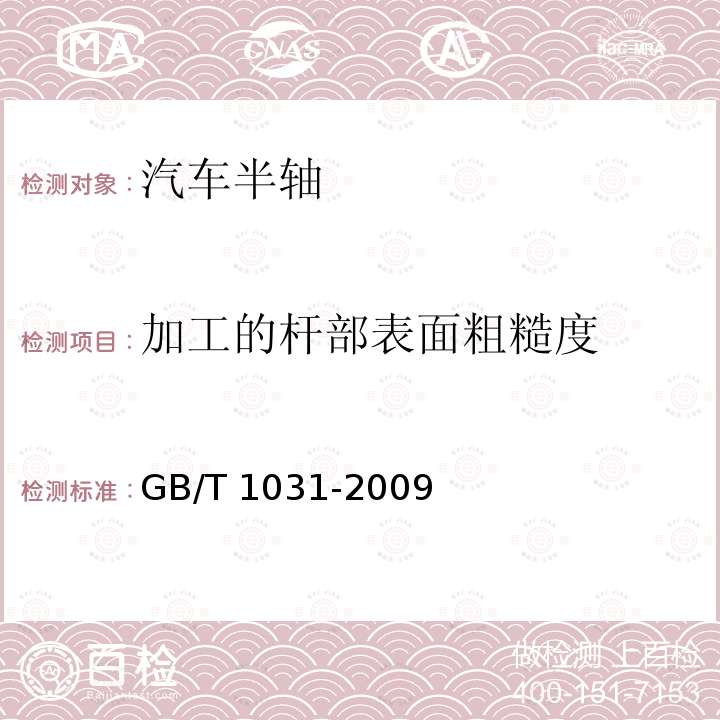 加工的杆部表面粗糙度 GB/T 1031-2009 产品几何技术规范(GPS) 表面结构 轮廓法 表面粗糙度参数及其数值