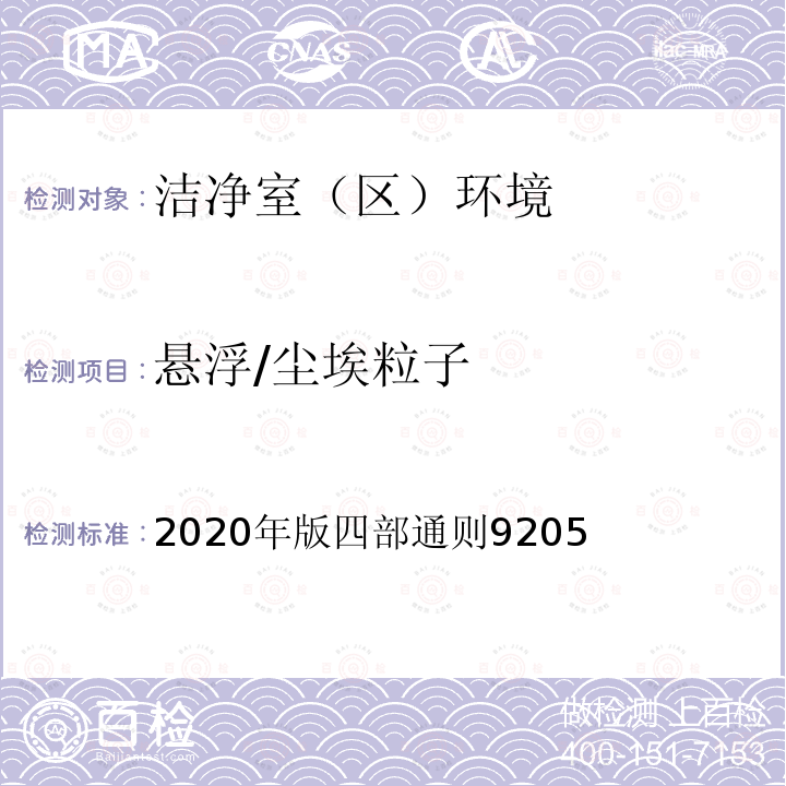 悬浮/尘埃粒子 2020年版四部通则9205  