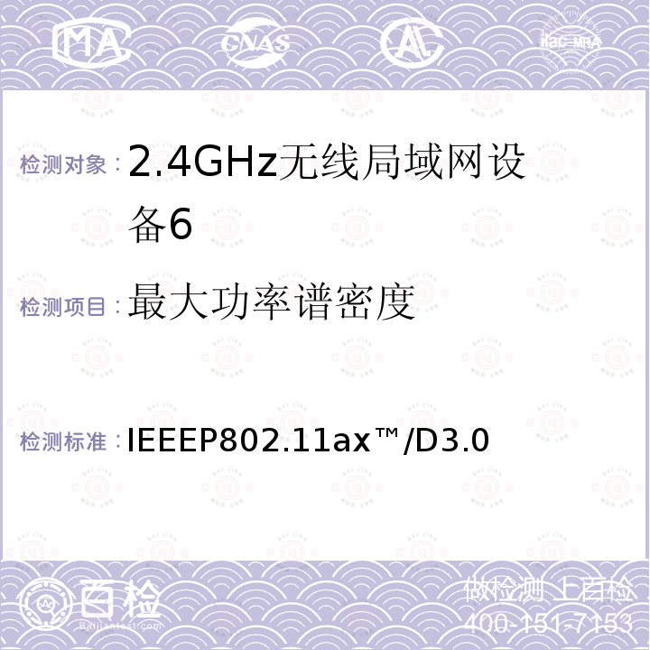 最大功率谱密度 IEEEP802.11ax™/D3.0  