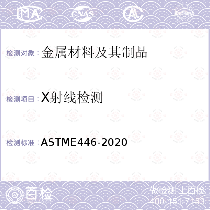 X射线检测 ASTM E446-2020 厚度为2英寸(50.8Mm)以下铸钢件的标准射线照相技术