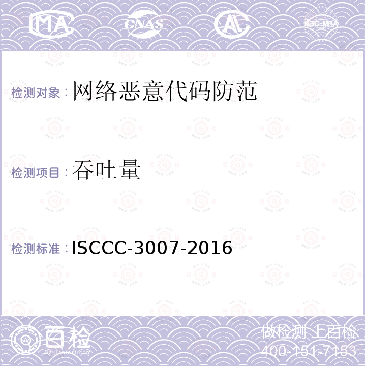 吞吐量 吞吐量 ISCCC-3007-2016