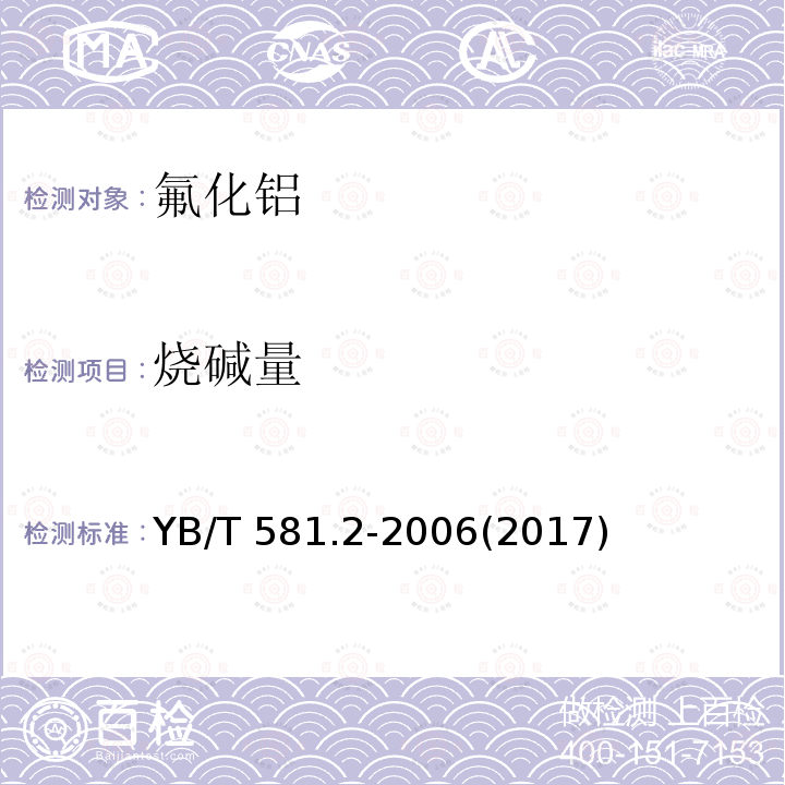 烧碱量 YB/T 581.2-2006  (2017)