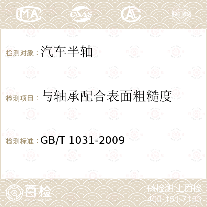 与轴承配合表面粗糙度 GB/T 1031-2009 产品几何技术规范(GPS) 表面结构 轮廓法 表面粗糙度参数及其数值