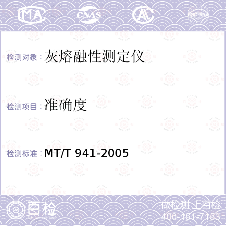 准确度 MT/T 941-2005 灰熔融性测定仪通用技术条件