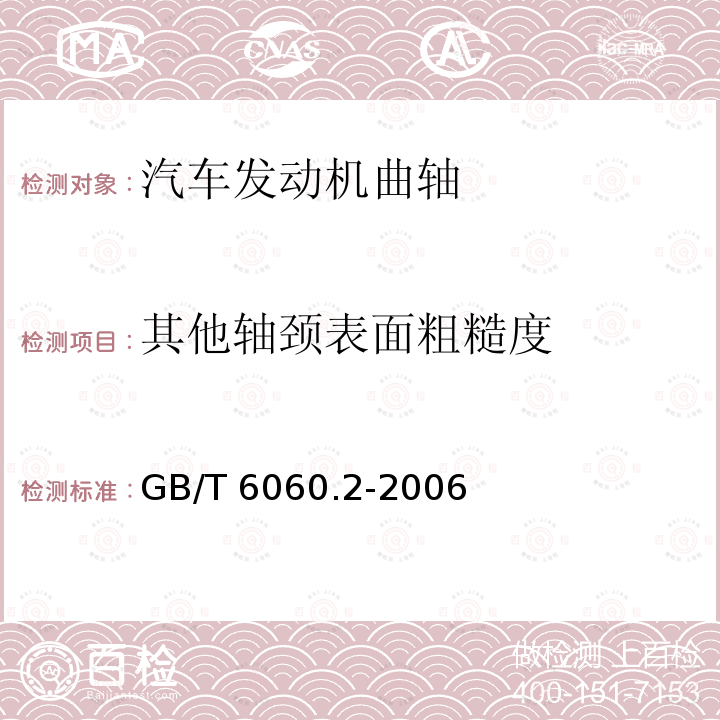 其他轴颈表面粗糙度 GB/T 6060.2-2006 表面粗糙度比较样块 磨、车、镗、铣、插及刨加工表面