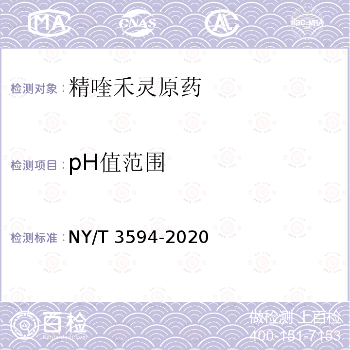 pH值范围 NY/T 3594-2020 精喹禾灵原药