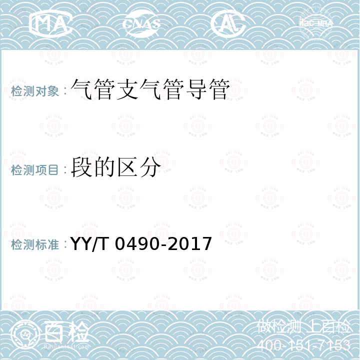 段的区分 段的区分 YY/T 0490-2017