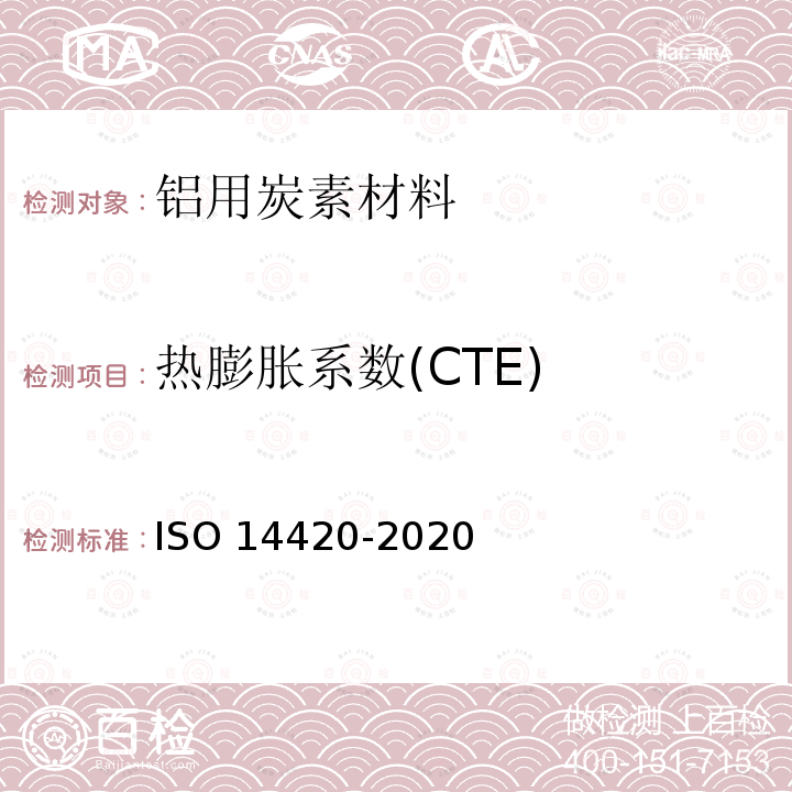 热膨胀系数(CTE) 热膨胀系数(CTE) ISO 14420-2020