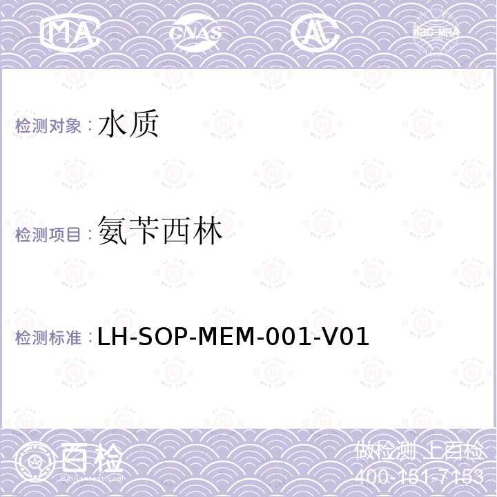 氨苄西林 氨苄西林 LH-SOP-MEM-001-V01