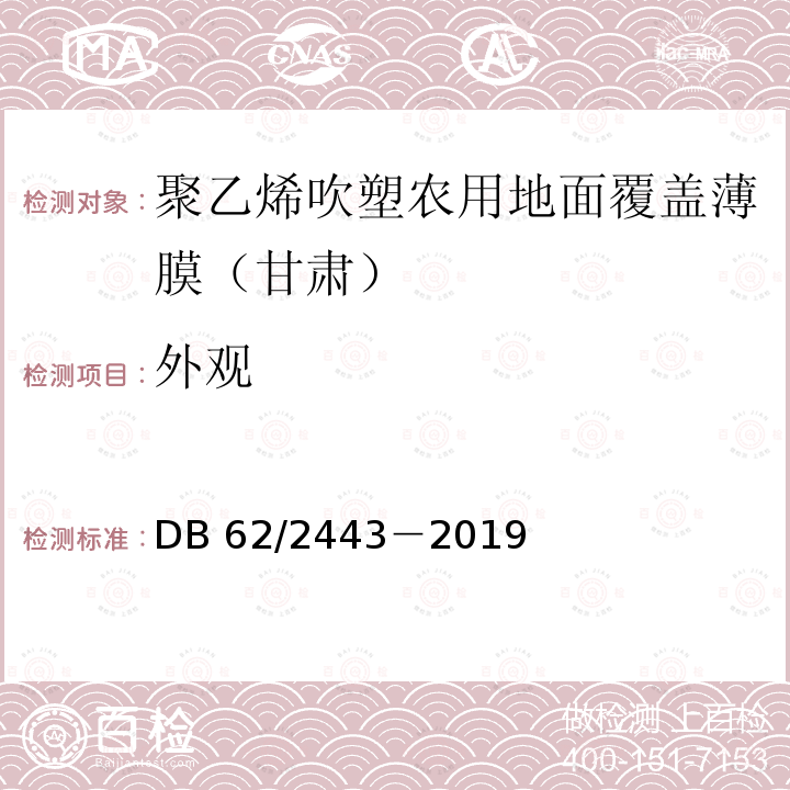 外观 DB 62/2443-2019  DB 62/2443－2019