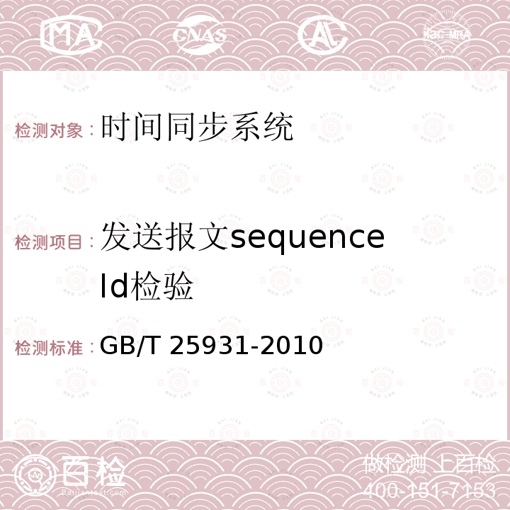 发送报文sequenceId检验 发送报文sequenceId检验 GB/T 25931-2010