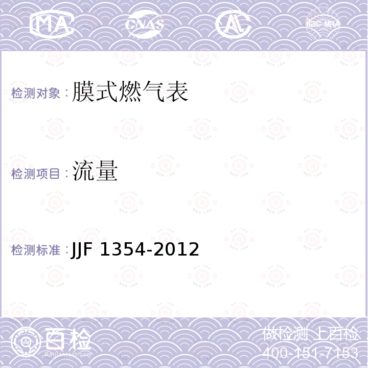 流量 JJF 1354-2012 膜式燃气表型式评价大纲