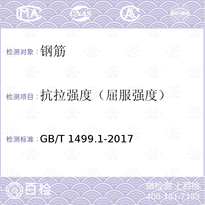 抗拉强度（屈服强度） GB/T 1499.1-2017 钢筋混凝土用钢 第1部分：热轧光圆钢筋