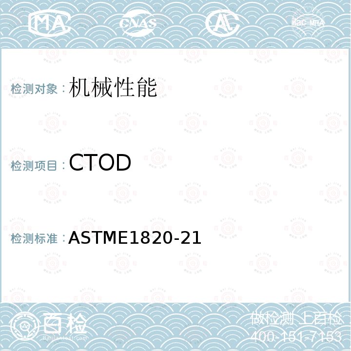 CTOD ASTME 1820-21  ASTME1820-21