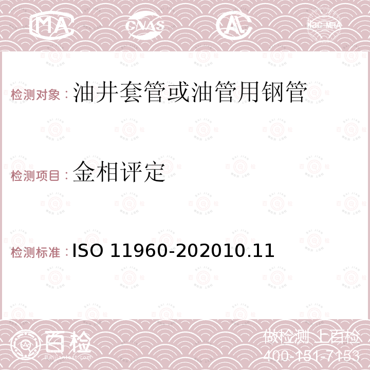 金相评定 11960-2020  ISO 10.11