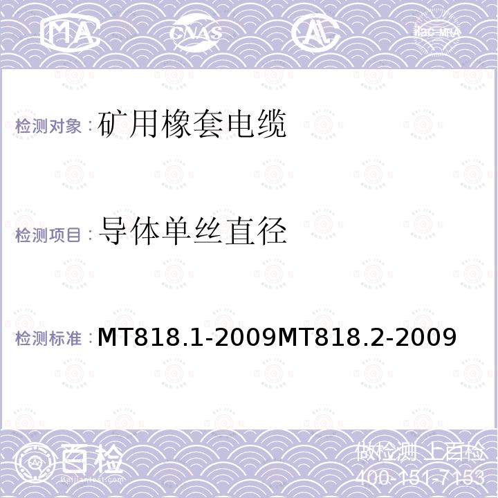 导体单丝直径 导体单丝直径 MT818.1-2009MT818.2-2009