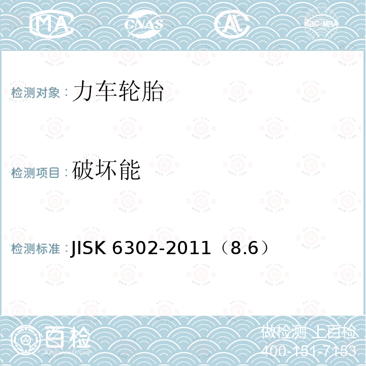 破坏能 破坏能 JISK 6302-2011（8.6）