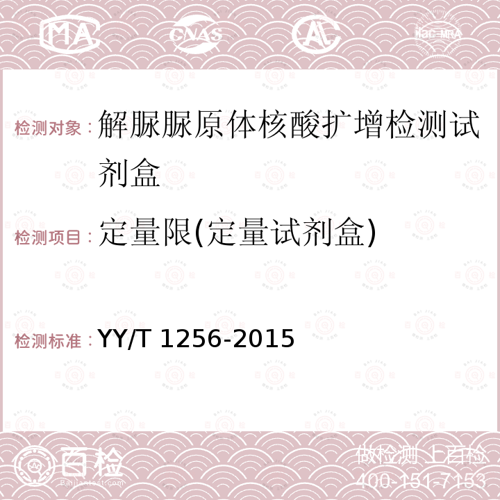 定量限(定量试剂盒) YY/T 1256-2015 解脲脲原体核酸扩增检测试剂盒