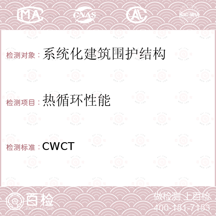 热循环性能 热循环性能 CWCT 