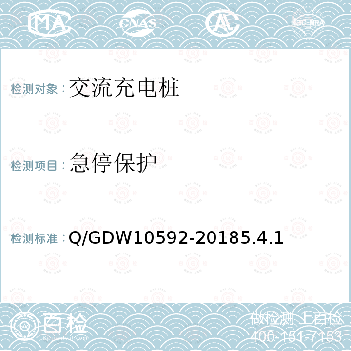 急停保护 急停保护 Q/GDW10592-20185.4.1