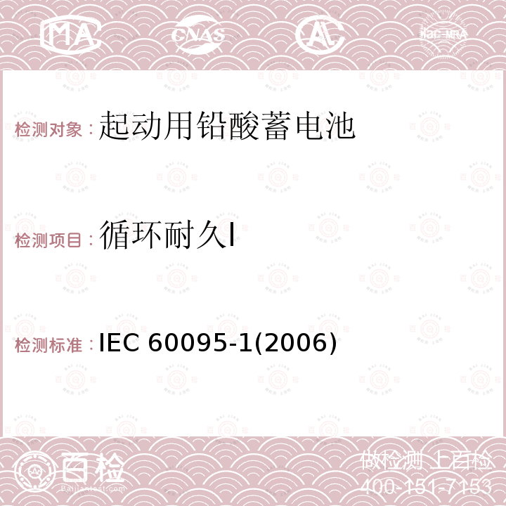 循环耐久Ⅰ 循环耐久Ⅰ IEC 60095-1(2006)