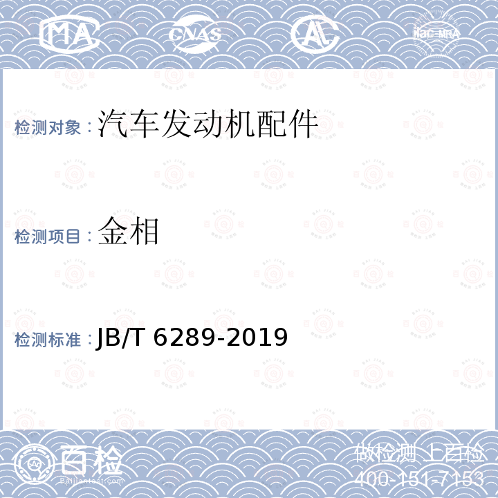 金相 JB/T 6289-2019 内燃机 铸造铝活塞 金相检验