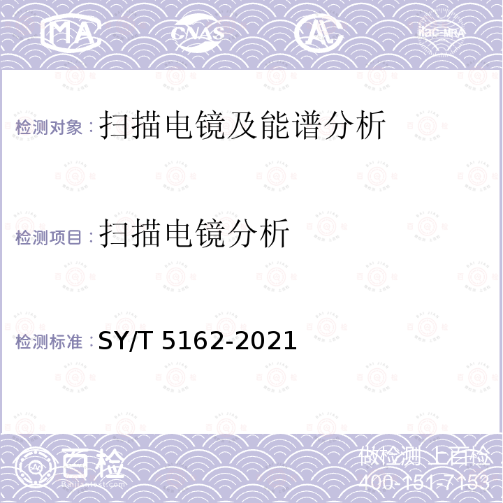 扫描电镜分析 扫描电镜分析 SY/T 5162-2021