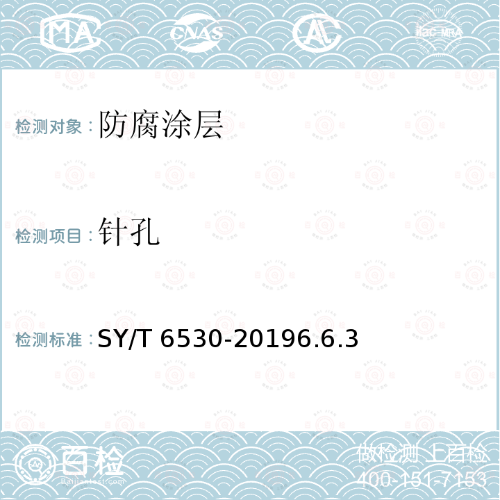 针孔 针孔 SY/T 6530-20196.6.3