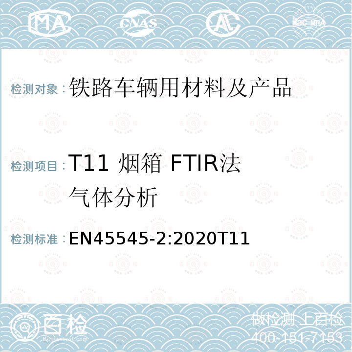 T11 烟箱 FTIR法气体分析 EN 45545-2:2020  EN45545-2:2020T11