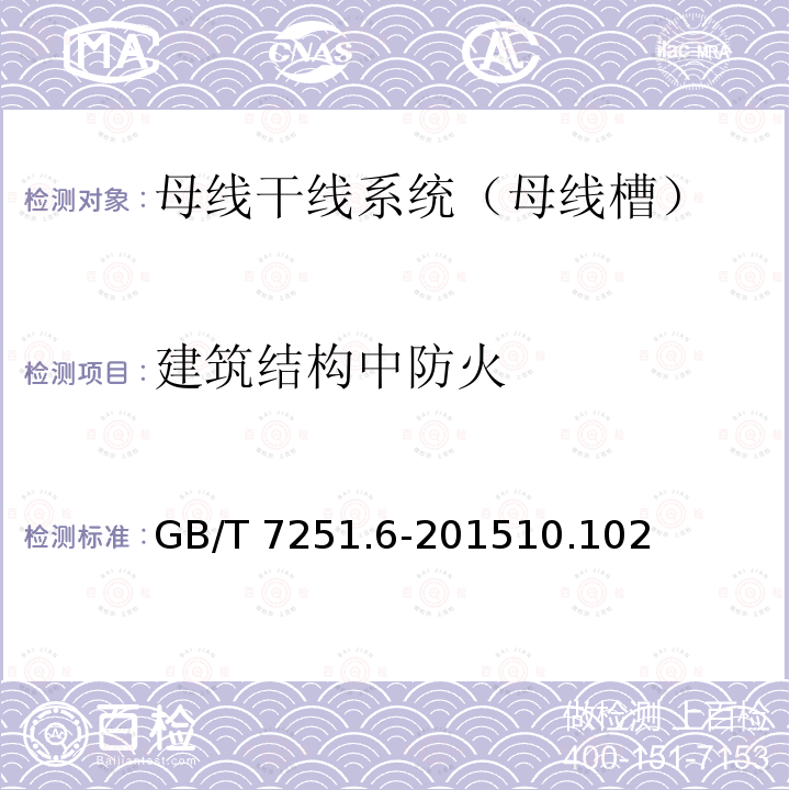 建筑结构中防火 建筑结构中防火 GB/T 7251.6-201510.102